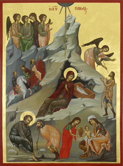 Nativity of Christ, study on a 16th c. Cyprus icon, 60x40cm, egg tempera on panel